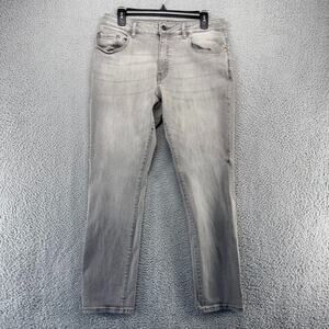 Warp Weft Jeans mens 33x32 Gray Black Slim Smoke Whisker Stretch Fits 32x31